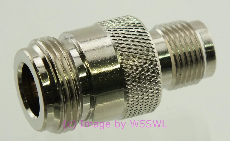 N Female to TNC Reverse Polarity Female Coax Connector Adapter by W5SWL  - Image 1 of 1