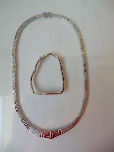 Elegante Set Di Gioielli, Collana Con Bracciale, 925 Argento - Foto 1 di 5