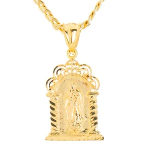 Hip Hop Gold Plated Virgin Mary Pendant 20" Chain Necklace MPG 012 G - Picture 1 of 4