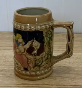 Birra Stein vintage in ceramica marrone con manico alta 4,5" made in Japan - Foto 1 di 6