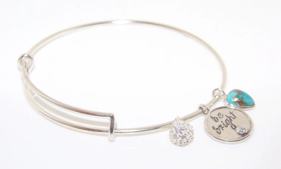 SILPADA Sterling Silver Turquoise Be Bright Bracelet Swarovski ~B3212~NWT~Charm - Image 1 of 2