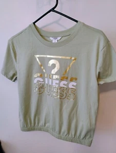 Guess Girls Top Blouse Elastic bottom Size 14 Shirt NWT pastel green - Picture 1 of 3
