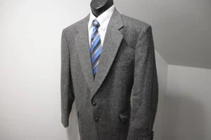 Stafford Gray Tweed Herringbone Wool Blazer Sports Jacket Mens Size 44 R - Picture 1 of 11