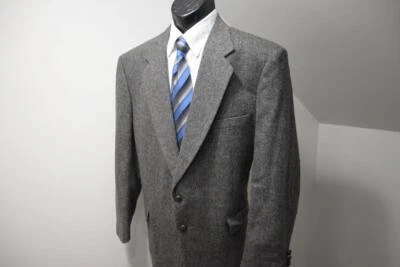 Stafford Gray Tweed Herringbone Wool Blazer Sports Jacket Mens Size 44 R - Image 1 of 4