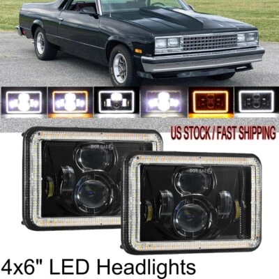 Par de faros LED de 4x6" para Plymouth Caravelle 1979-1989 intermitente DRL alto-bajo Foto 1 de 4
