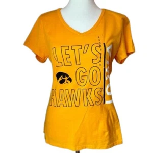 NWT University of Iowa Hawkeyes let’s go Hawks women’s small V-neck T-shirt - Picture 1 of 8