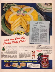 Royal Baking Powder Spring Party Cake Recipe Special Vintage Print Ad 1942 - Picture 1 of 4
