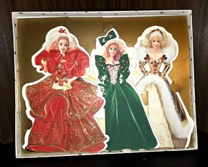 Hallmark HOLIDAY BARBIE Christmas CARD Collection Set 3 Embossed Cards 1995 NIB - Picture 1 of 10