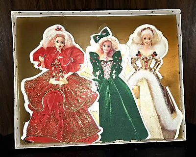 Hallmark HOLIDAY BARBIE Christmas CARD Collection Set 3 Embossed Cards 1995 NIB - Image 1 of 4