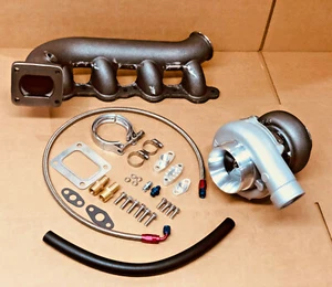 Turbo + T4 Manifold + Oil Lines Turbocharger Vortec V8 LSX 4.8 5.3 6.0 6.2 T70 - Picture 1 of 7