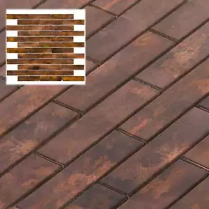 Antique Copper Color Metallic Metal Brick Joint Mosaic Tile Kitchen Backsplash - Picture 1 of 7
