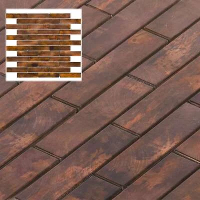 Salpicadero de cocina antiguo de mosaico de azulejos de metal metálico color cobre Foto 1 de 4