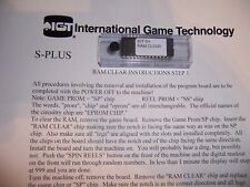 IGT S+ S-Plus Slot machine RAM clear IVC123 chip instructions w/FREE SHIPPING