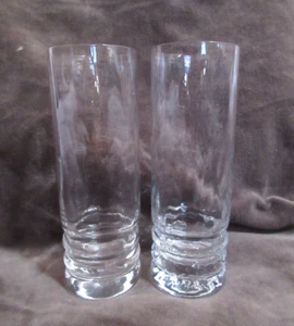 Set of Two Glass Wavy Clear Highball Glasses 6.75"x 2.25" EUC - Picture 1 of 4