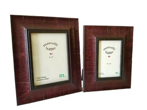 (SET OF 2) MARCELLI BROWN ITALIAN PICTURE FRAMES ~ 4" x 6" and 5" x 7" - Picture 1 of 2