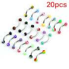 20X Stainless Steel Ball Barbell Curved Eyebrow Rings Bars Tragus Piercing Zt Pv