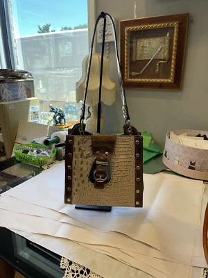 Bolso de hombro Y2K MC Marc Chantal 2 tonos sin usar, en caja, charol con textura de cocodrilo, Foto 1 de 4