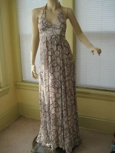 Adam Lippes 100% Silk Halter Maxi Dress Blush & Black Sz 8 US 6 msrp $1,230 EUC - Picture 1 of 5