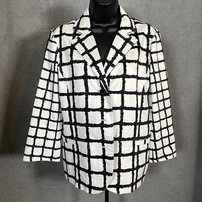 Chaqueta Sharon Young para mujer mediana blanca y negra a cuadros ropa de trabajo de oficina forrada Foto 1 de 4