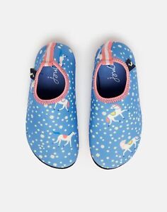 Joules Girls Beacon Printed Neoprene Slip On Shoes - Blue Horses