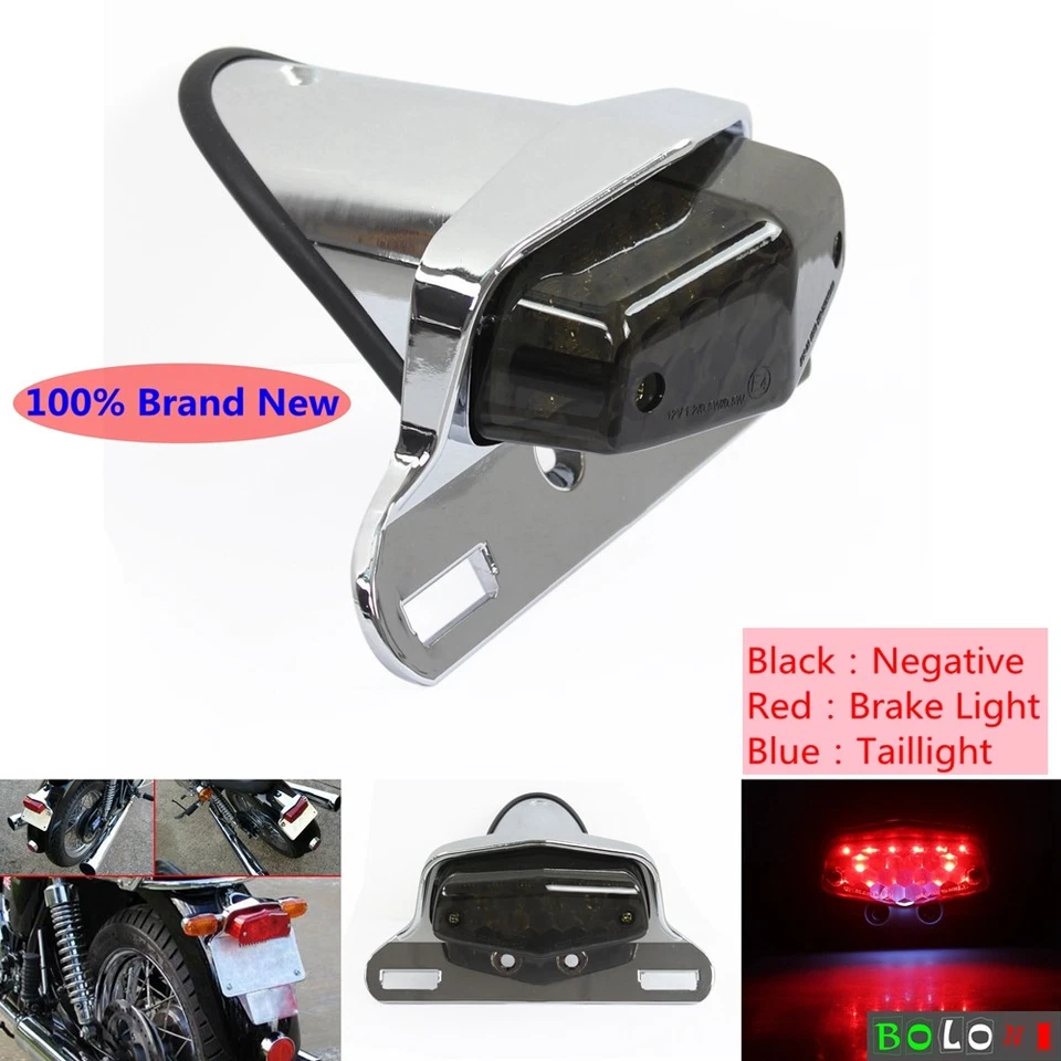 Motorcycle 12V Lucas LED Brake Taillight For Harley Honda Yamaha Cafe Racer  - Изображение 1 из 4