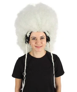 HPO Adult Women's White Fluffy Short Afro Drag Queen Wig, Perfect for Cosplay, - Picture 1 of 8