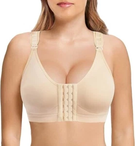 Rolewpy Women Post Surgery Bra Front Closure Sport Bra Removable Pads Wirefree - Picture 1 of 7