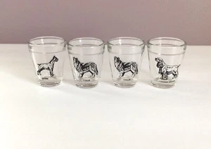 Juego De Colección De 4 Vasos Hazel Atlas Perro Shot Boxer Cocker Spaniel y 2 Collies - Imagen 1 de 3