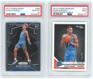 Darius Bazley RC Lot - 2019 Prizm PSA 10 / Donruss Press Proof Purple /199 PSA 9 - Picture 1 of 2
