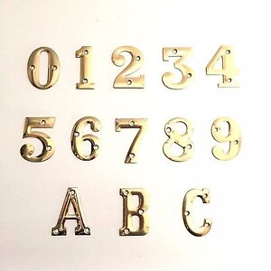 Polished Brass Raised House Door Numbers & Letters -51mm -2" 