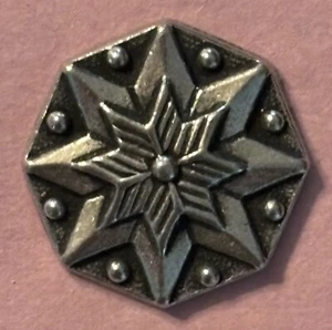 Vintage Pewter Buttons! 8 ~ 11/16” Gorgeous Raised Stars. NOS Tinn-Per - Picture 1 of 4