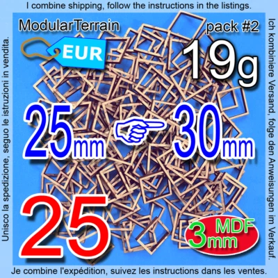 LASERCUTNPLAY.COM 25x 3mm MDF Adapter 25mm To 30mm Square Base Warhammer Age Of Sigmar Old World