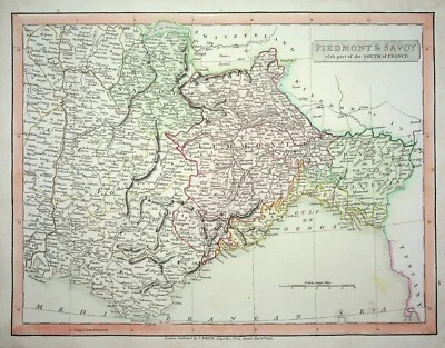 1808 Piedmont & Savoy Southern France antique map by C. Smith - 14.7" x 11.4" - Image 1 of 2