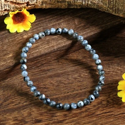 Natural Larvikite 4mm Round Beads Handmade Meditation Bracelet Healing Reiki - Image 1 of 4