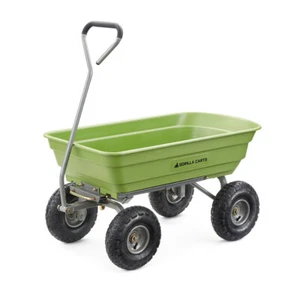 Gorilla Carts Poly Garden Dump Cart Camping Wagon, 600 Pound Capacity, Green - Picture 1 of 11