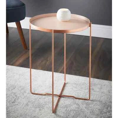 Round Tray Table Removable Top Side/End Table Living Room Decoration Furniture