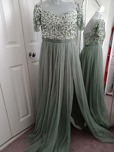 Gorgeous Maya Deluxe Ladies Occasion Dress 12 Pale Green. Cruise Ball Party New - Picture 1 of 9