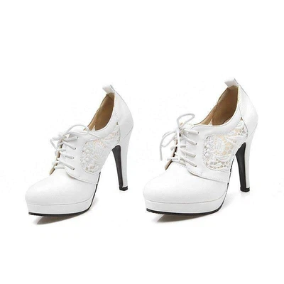 Dulces Zapatos Mary Jane Para Mujer Puntera Redonda 11 cm Tacones Altos Con Cordones Informales Fiesta Foto 1 de 4