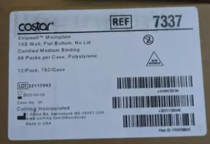 STRIPWELL, MICROPATE, 1X8 WELL, FLAT BOTTOM, NO LID, CERTIFIED MEDIUM BONDING - Picture 1 of 1