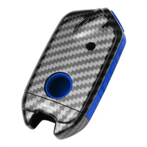 TANGSEN Smart Key Fob Case for KIA Stinger Carbon Fiber Blue Silicone - Picture 1 of 9