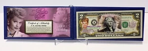 Lucille Ball Colorized $2 Bill w COA Commemorative Binder Collectible 052024WT - Picture 1 of 4