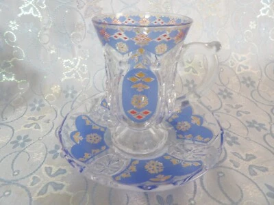 Набор из 2 турецких стеклянных кофейных чашек и блюдец - Изображение 1 из 4