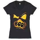 Boo! Ghost Face Women's V-Neck T-shirt Halloween Trick-or-Treat Spooky Tee