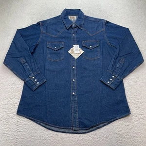 Ely Cattleman Western Shirt Men's Size Large Pearl Snap Denim.. NWT - Picture 1 of 9