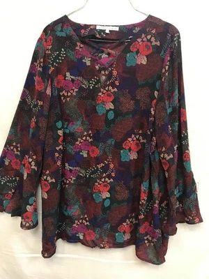 Blusa túnica boho manga larga top transparente talla grande 1X Violet & Claire para mujer Foto 1 de 4
