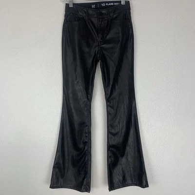 Pantalones Gap Niños Niñas 10 Negro Imitación Cuero Acampanado tiro alto Foto 1 de 4