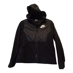Nike Fleece Jacket Youth Boys MED Black Long Sleeve Full Zip Pockets Outdoor  - Picture 1 of 11