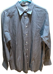 Burberrys London Herren grau kariert Baumwolle quadratisch geometrisch Anzughemd 16-33 - Bild 1 von 3