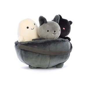 Jellycat Cauldron Cuties Plush Bat Ghost Cat NEW NWT Halloween Plushy Set HtF - Picture 1 of 6