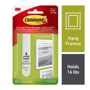 3M - 7100090673 - Command Large Picture Hanging Strips 17206-6ES 6 Pairs (6EA) - Picture 1 of 1